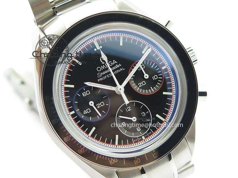 0118 Speedmaster MoonWatch  Apollo 16 Black Dial On SS Bracelet Supportive 8231